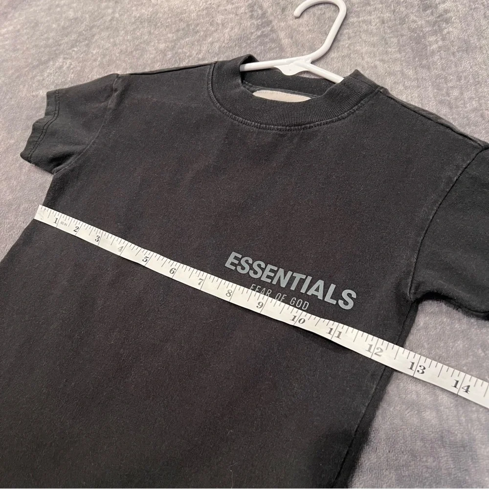 Fear of God Essentials Tee Shirt Kids Sz XS 4/5 Black Grunge T Shirt Boys Girls